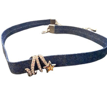 Load image into Gallery viewer, Falling Star Swarovski Crystal Denim Choker
