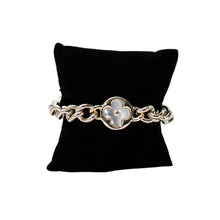 Load image into Gallery viewer, Mother of Pearl! Floret Curb Link Bracelet
