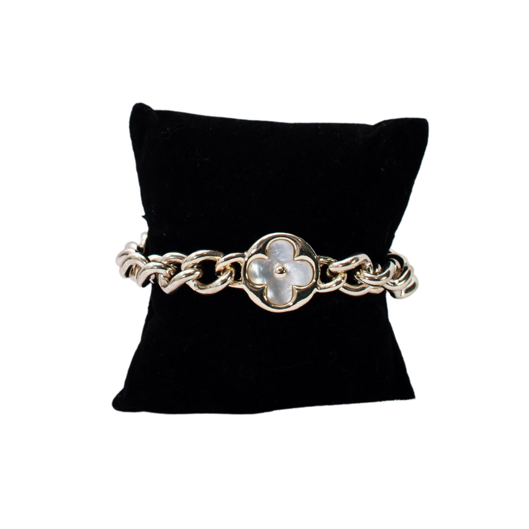 Mother of Pearl! Floret Curb Link Bracelet