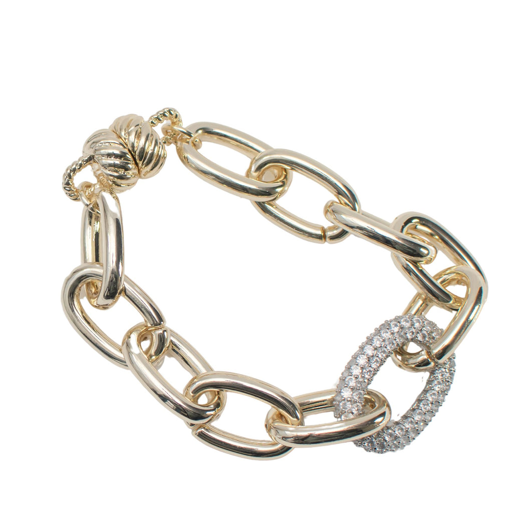 Wow! Oval Link Magnetic Bracelet With Stunning CZ Link