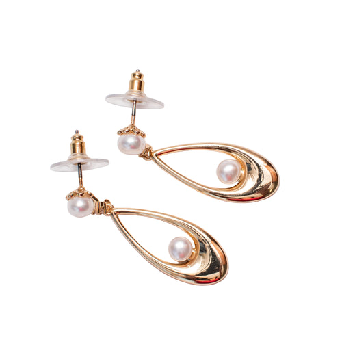 Long Oval Drop Pearl Earrings