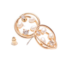 Load image into Gallery viewer, Harmony CZ and Pearl Post Back Earrings
