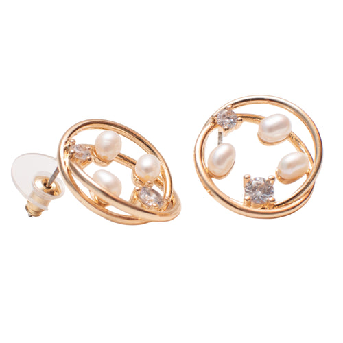 Harmony CZ and Pearl Post Back Earrings