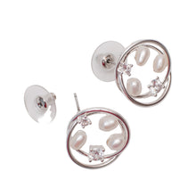Load image into Gallery viewer, Harmony CZ and Pearl Post Back Earrings
