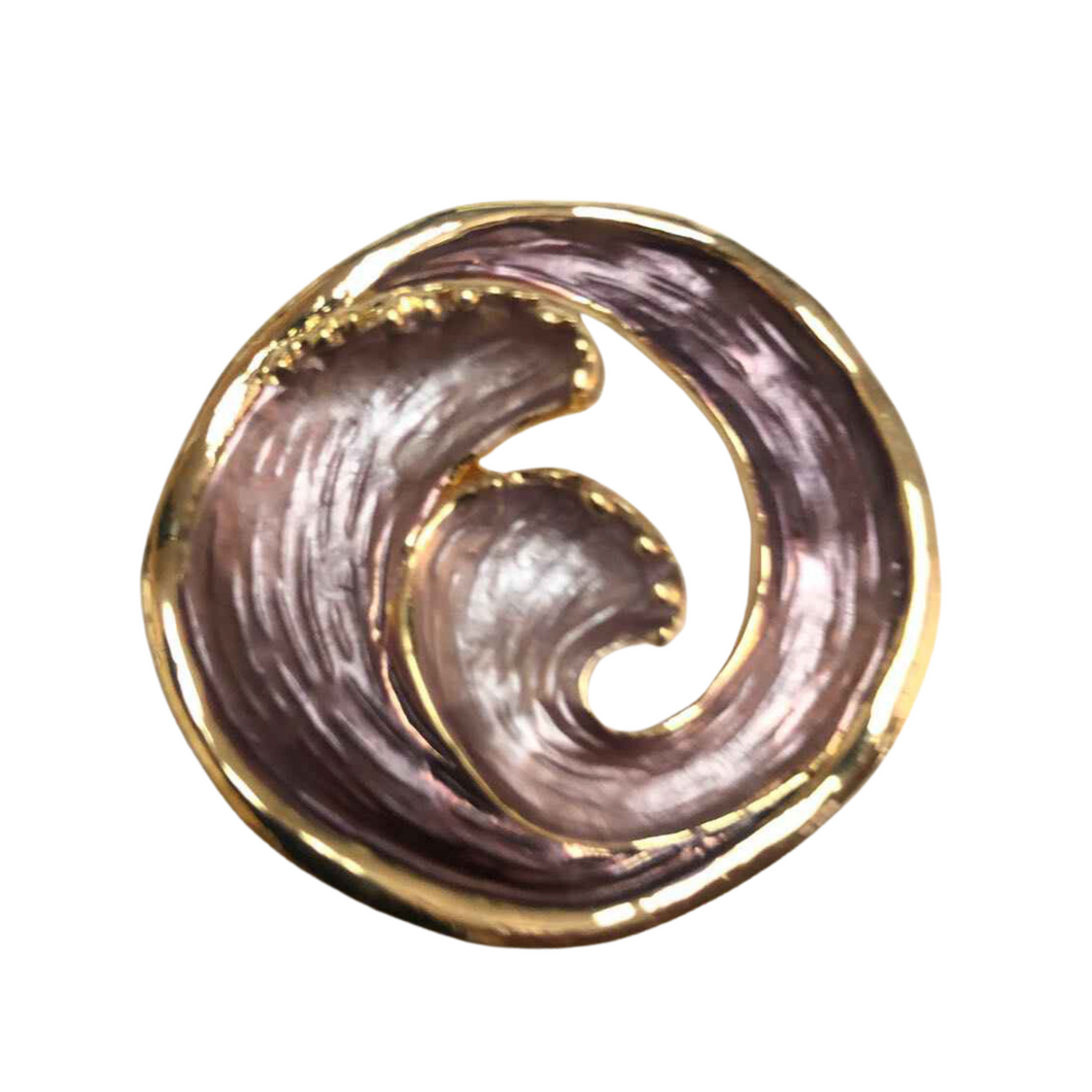 Swirling Wave Enamel Magnetic Brooch