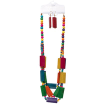 Load image into Gallery viewer, Triple Layered Wooden Necklace and Earrings
