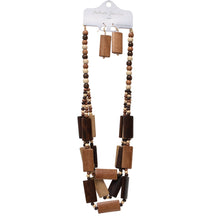 Load image into Gallery viewer, Triple Layered Wooden Necklace and Earrings
