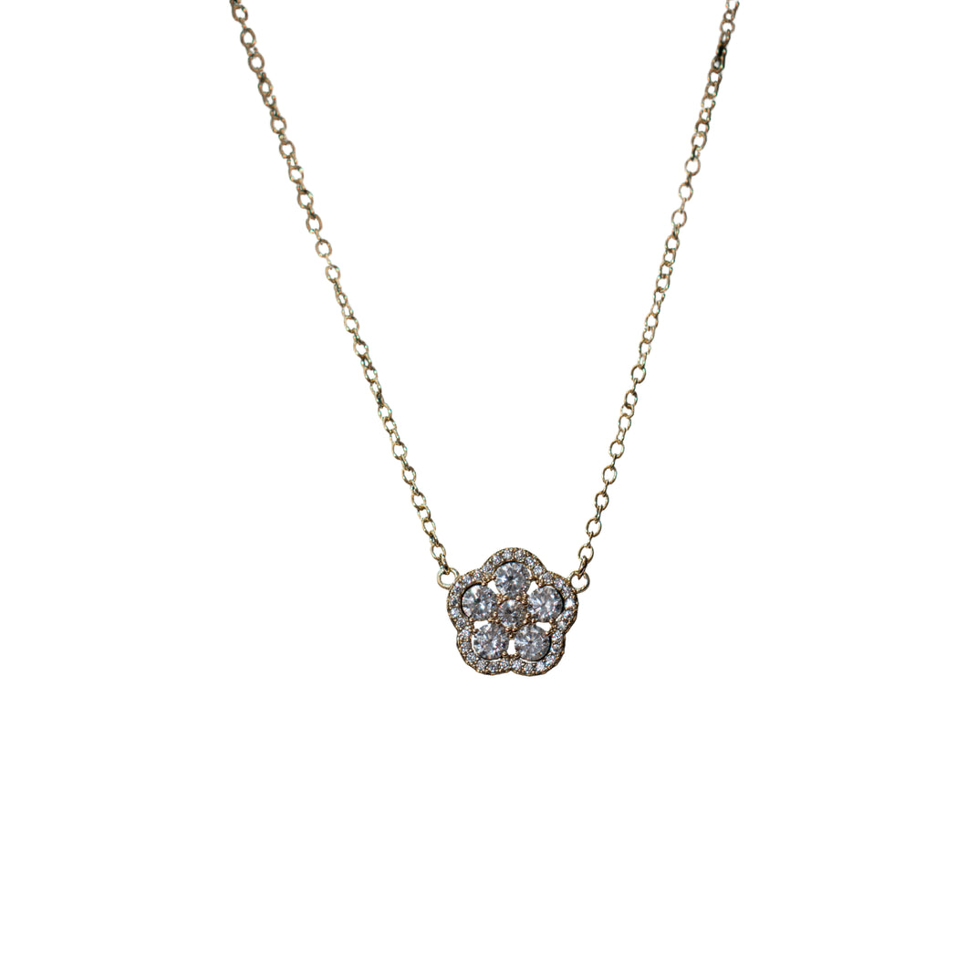 Floral Crystal Love Necklace