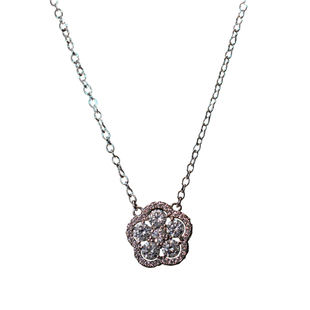 Floral Crystal Love Necklace