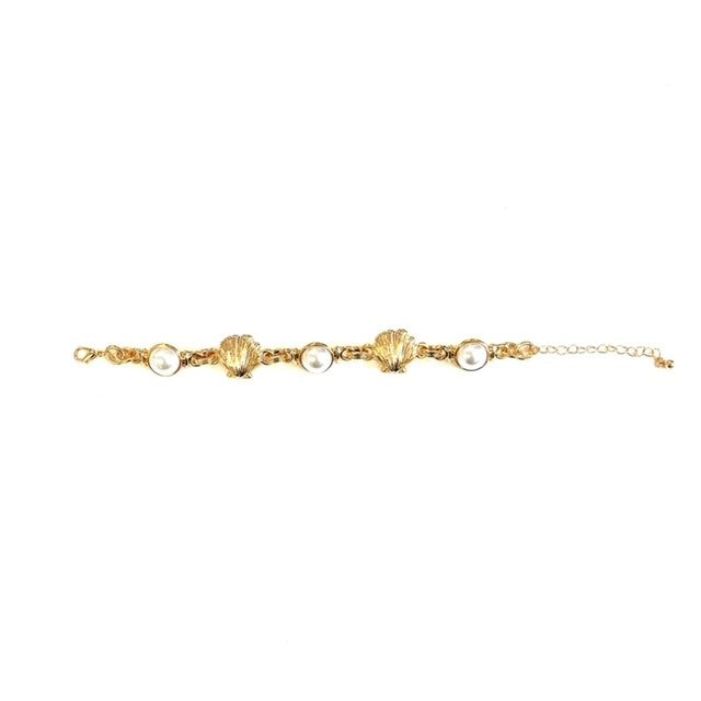 Pearl & Gold Shell Bracelet