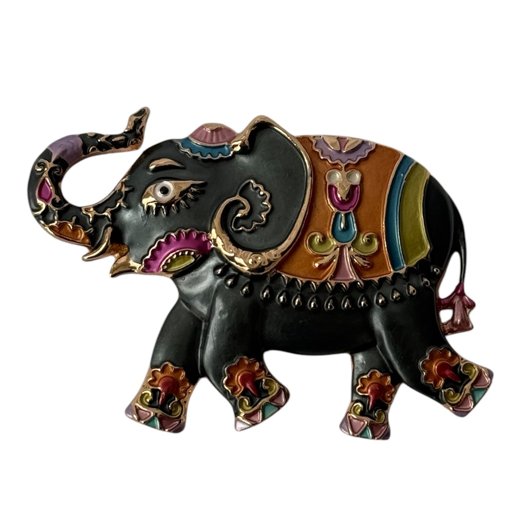 Elegant Elephant Multi Color Magnetic Brooch