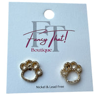 Load image into Gallery viewer, Cubic Zirconia Puppy Paw Studs
