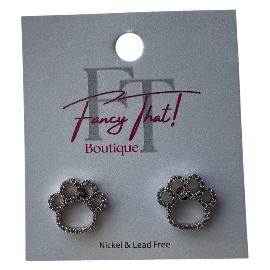 Cubic Zirconia Puppy Paw Studs