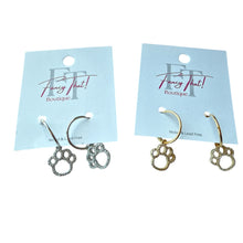 Load image into Gallery viewer, Cubic Zirconia Puppy Paw Hoop Earrings
