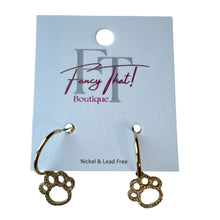 Load image into Gallery viewer, Cubic Zirconia Puppy Paw Hoop Earrings
