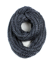 Load image into Gallery viewer, Touch of Shimmer Knitted Infinity Scarf
