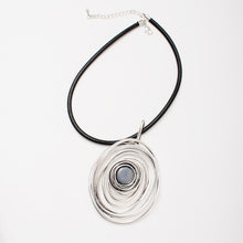 Load image into Gallery viewer, Spiraling To The Stone Pendant on Leather Cord Short Necklace
