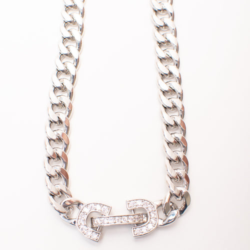 Making A Connection Polished Curb Necklace with Cubic Zirconia Clasp