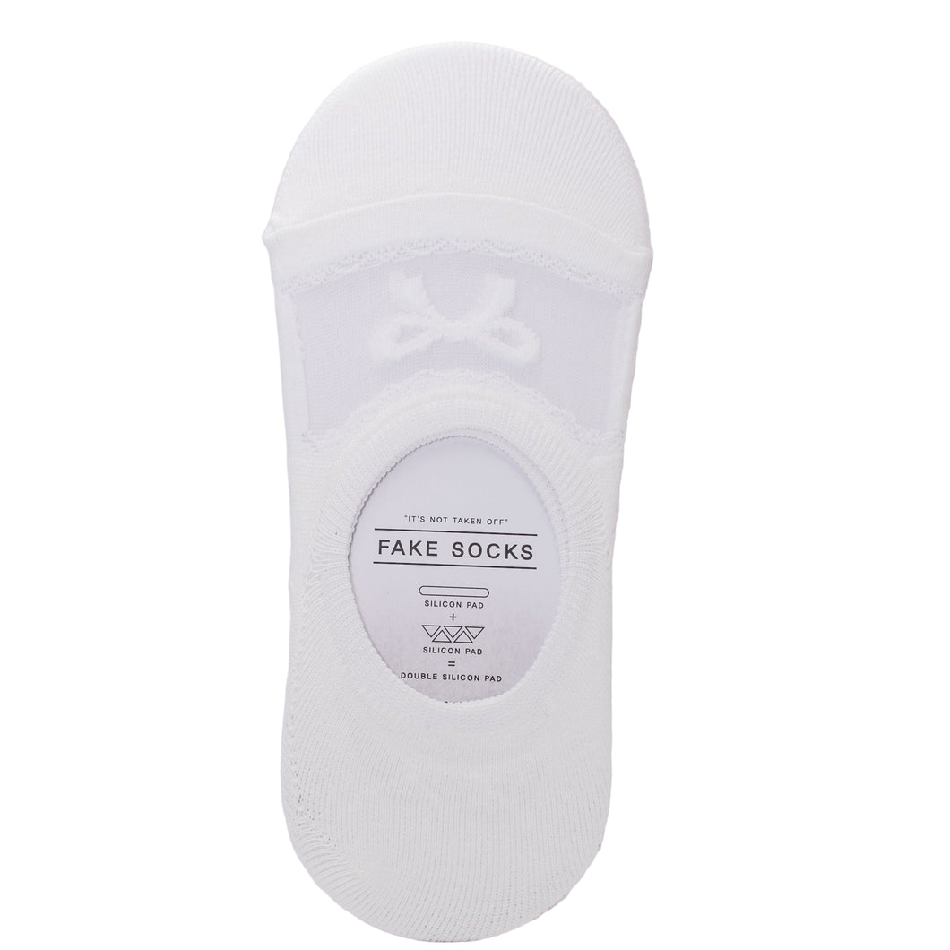 Bow Sheer Top No Show Socks with Silicone Non Slip Grip Heel