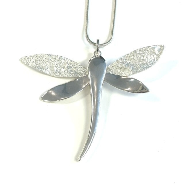Textured Wings Dragonfly Long Necklace