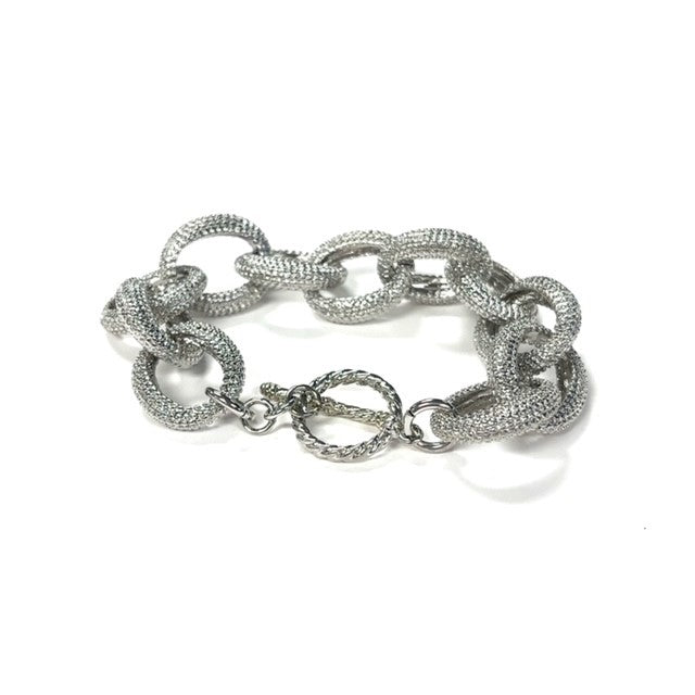 Textured Link Bracelet With Toggle