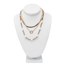 Load image into Gallery viewer, Triple Strand Gold Hematite Pearl Necklace
