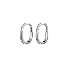 Load image into Gallery viewer, The Lock CZ Oval Hoop Earrings
