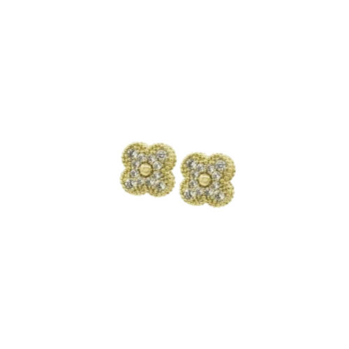 Floral Elegance CZ Stud Earrings