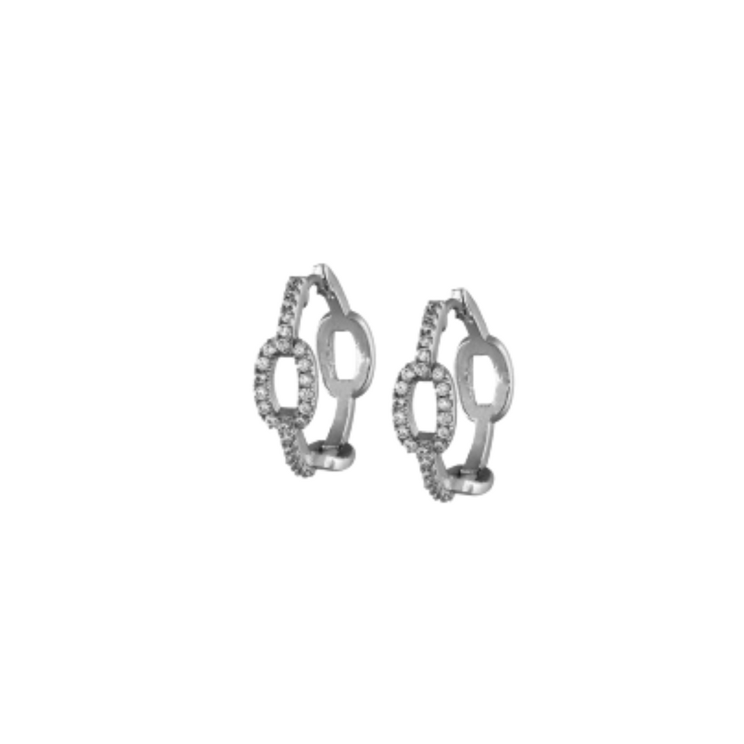 Paper Link CZ Hoop Earrings