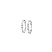 Load image into Gallery viewer, Inside Outside Large Oval CZ Hoop Earrings with Latch Closure
