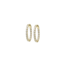 Load image into Gallery viewer, Inside Outside Large Oval CZ Hoop Earrings with Latch Closure
