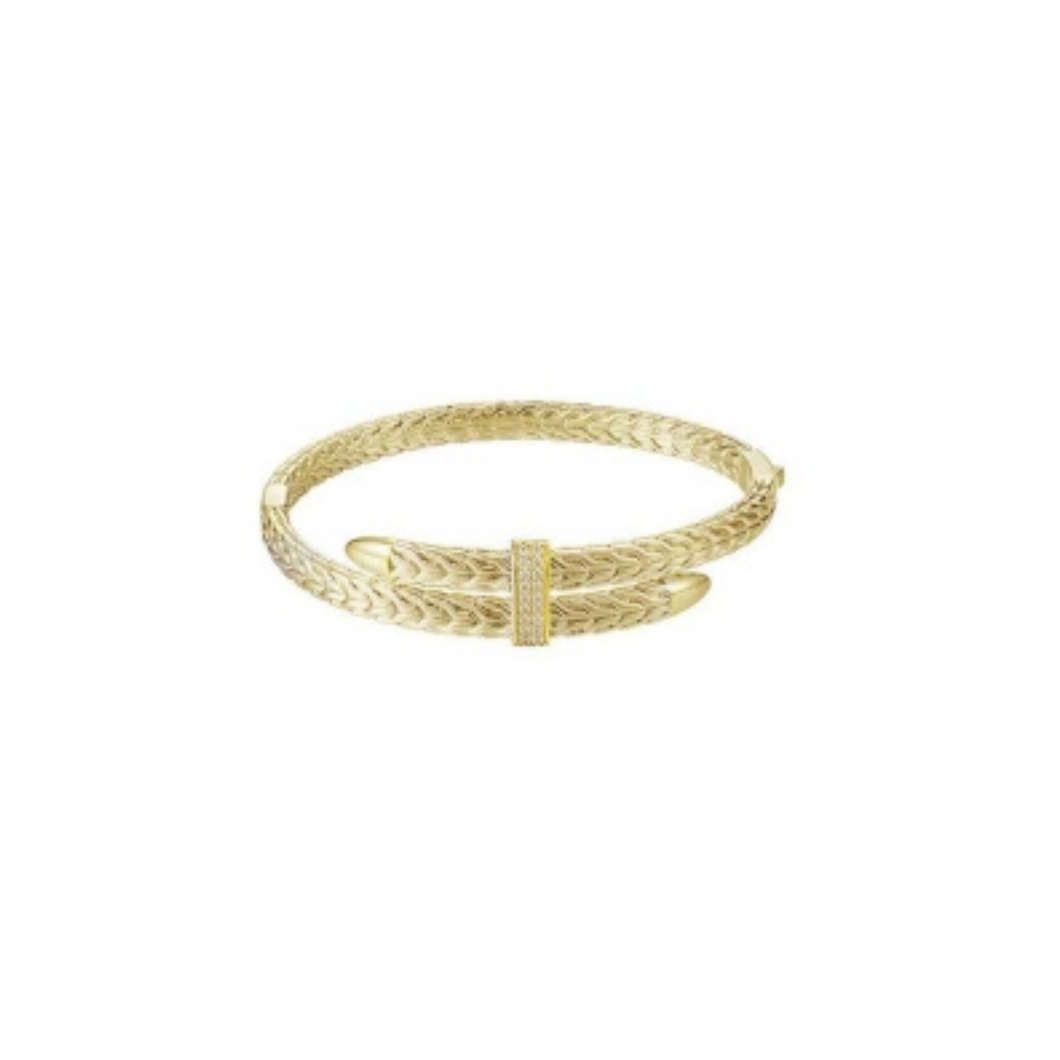 Over Lapping Bangle with Bush Button Clasp