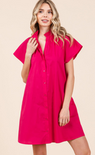 Load image into Gallery viewer, Ain&#39;t She Cute Poplin Ruffled Stand Up Collar Dress with Pockets
