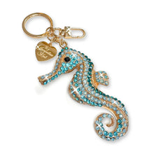 Load image into Gallery viewer, Seahorse Rhinestone Clip Ring Key Chains by Jacqueline Kent
