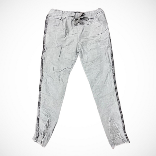 Thin Stripe of Glitz Pants with Lace Detailing Stretch Capri Pant