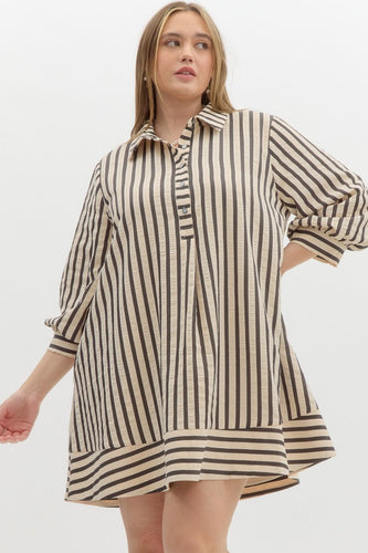 Sunday Morning Three Quarter Lined  with Pockets Dress - Plus Size