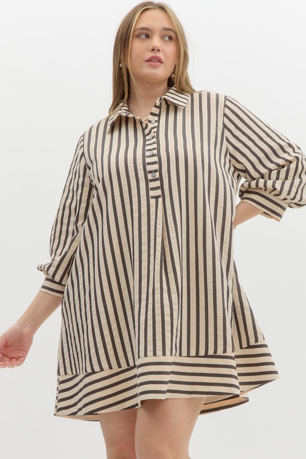 Sunday Morning Three Quarter Lined  with Pockets Dress - Plus Size