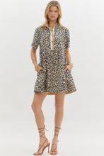 Load image into Gallery viewer, Leopard Print Collared Button Down Mini Dress
