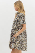 Load image into Gallery viewer, Leopard Print Collared Button Down Mini Dress
