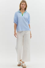 Load image into Gallery viewer, Beachy Blue &amp; White Striped Collared Blouse
