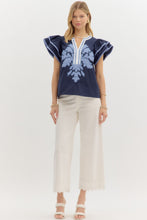 Load image into Gallery viewer, All The Blues Ruffle Sleeve Blouse
