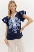 Load image into Gallery viewer, All The Blues Ruffle Sleeve Blouse
