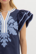 Load image into Gallery viewer, All The Blues Ruffle Sleeve Blouse
