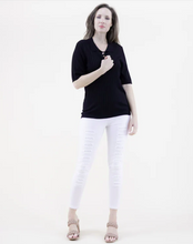 Load image into Gallery viewer, Cutest Collared Short Sleeve Button Front Ribbed Knit Top
