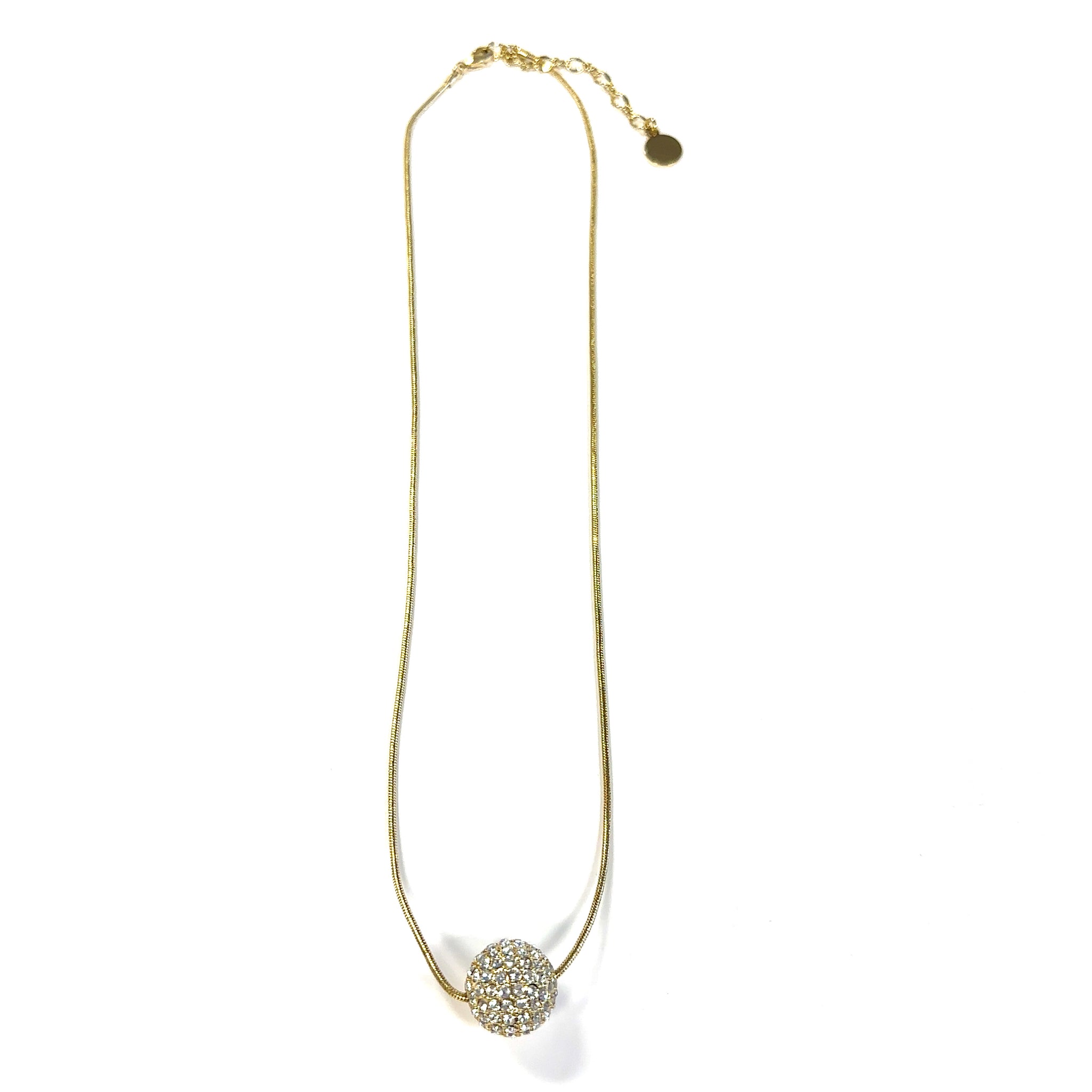 Baseball Rhinestone Crystal Pollyanna Bling Disco Ball Bead Necklace,  Garnett Gold 18