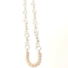 Load image into Gallery viewer, Many Pearls &amp; Brushed Circle Long Necklace
