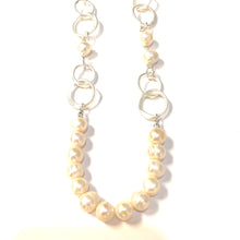 Load image into Gallery viewer, Many Pearls &amp; Brushed Circle Long Necklace
