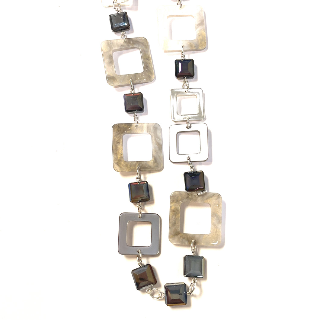 Square It Up In Style Acrylic Long Necklace