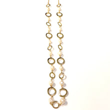Load image into Gallery viewer, Pearl &amp; Polished Circle Long Necklace
