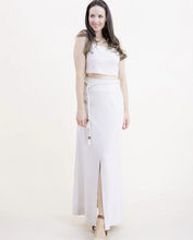 Load image into Gallery viewer, Cord Belt Front Slit Maxi Skirt
